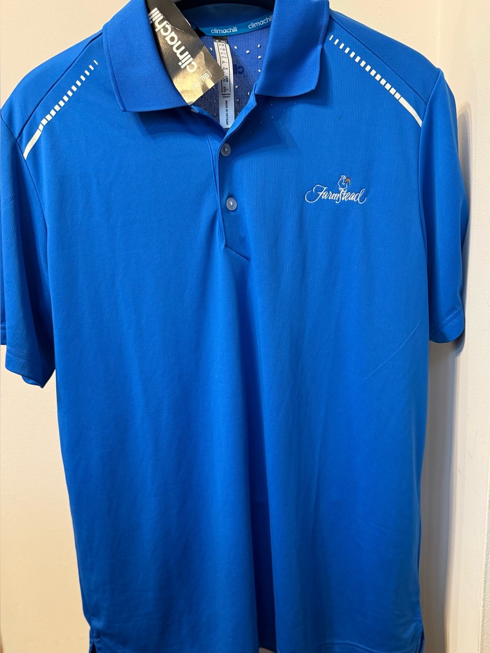 NWT Adidas Men's Climacool Blue Golf Polo Size M Farmstead Golf Course Size L
